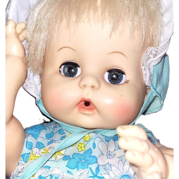 15" Vintage 1959 Cutest Cuddly Effanbee Blonde Hair- Blue Sleep Eyes Baby Doll - Picture 2 of 12